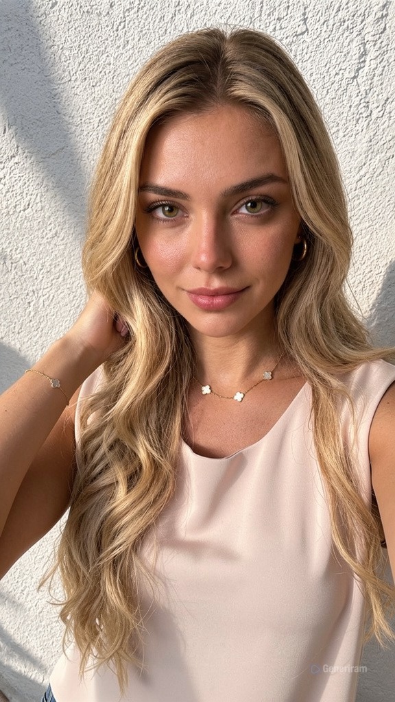 Смяна дрехите с потник с деколте усмихва се на камерата — AI image with FLUX 2 Pro — от nikolayhrisstov